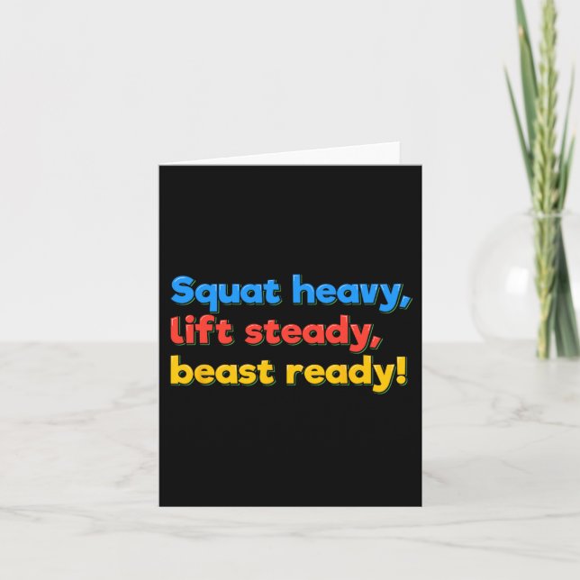 Redot  för Squat Heavy Hiss Steady Beast Funny Gym Kort (Framsida)