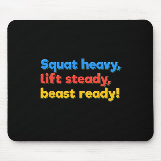 Redot  för Squat Heavy Hiss Steady Beast Funny Gym Musmatta (Framsidan)