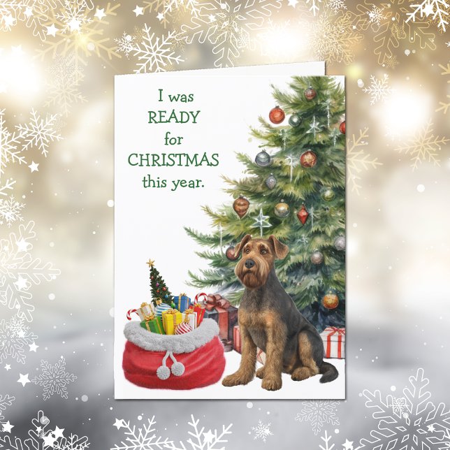 Redot Funny Airedale Terrier Hund till jul Helgkort (Skapare uppladdad)