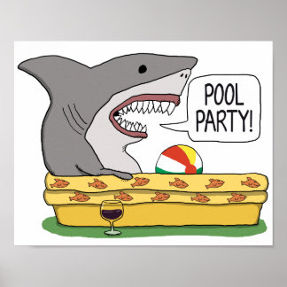 Redot Funny Shark i Bassäng Party Poster