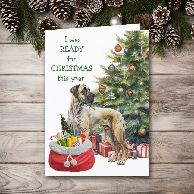 Redot Great dane i julklapp Helgkort (Skapare uppladdad)