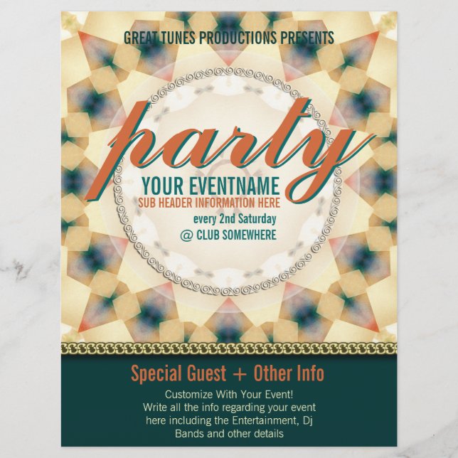 Redot Modern Tribal Sunshine Made Party Flyers (Framsidan)