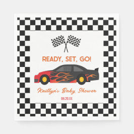 Redot Red Flame Tävling Car Set Go Baby Shower Pappersservett