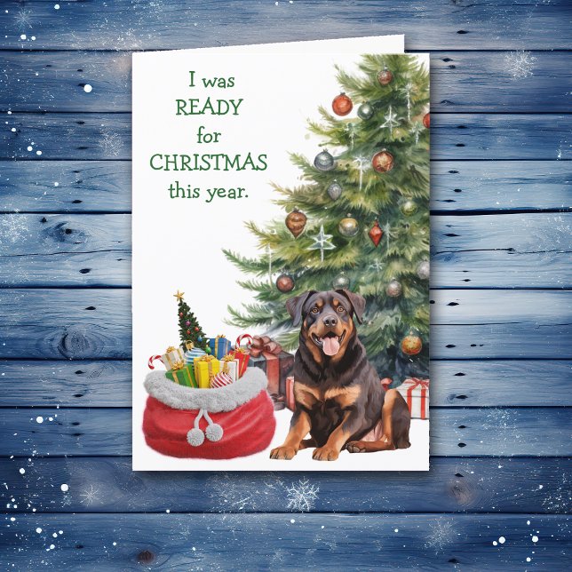 Redot Rottweiler, roligt, Hund till jul Helgkort (Skapare uppladdad)