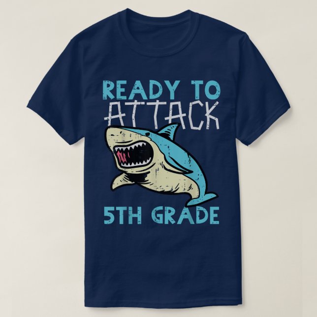Redot Shark för att attackera femte Klass-fonen fe T Shirt (Design framsida)