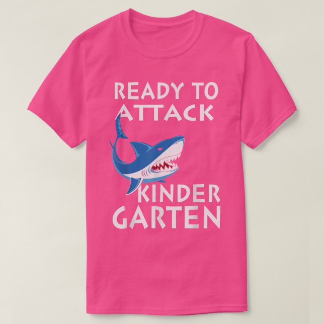 Redot Shark för att attackera Kindergarten T Shirt (Design framsida)