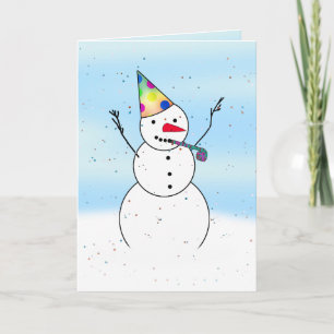 Redot snögubbe för ett Party! Helgkort