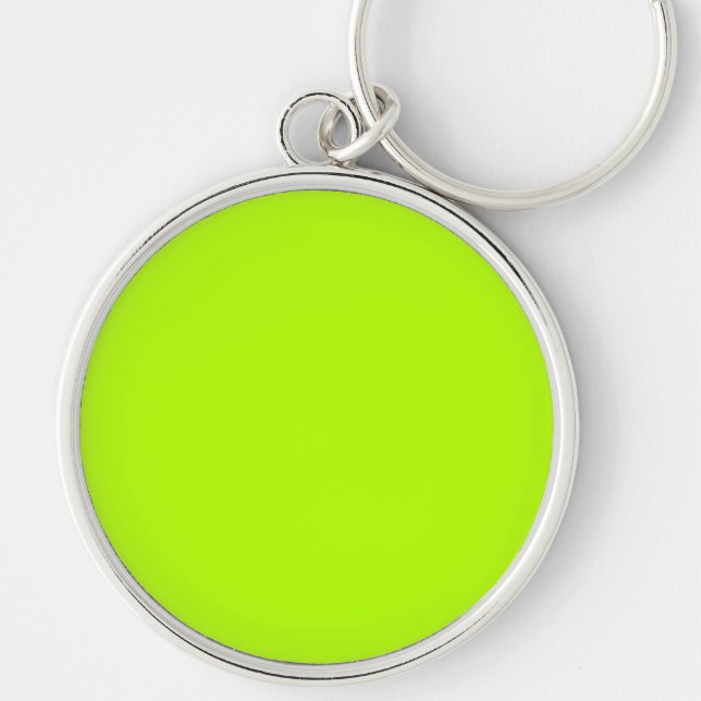Redot Vibrant Electric Lime Green för anpassning Rund Silverfärgad Nyckelring (Framsidan)