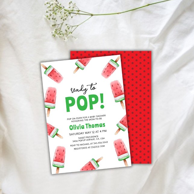 Redot Watermelon Ice Cream till popup Baby Shower Inbjudningar (Watermelon Ice Cream Ready To Pop Baby Shower Invitation)
