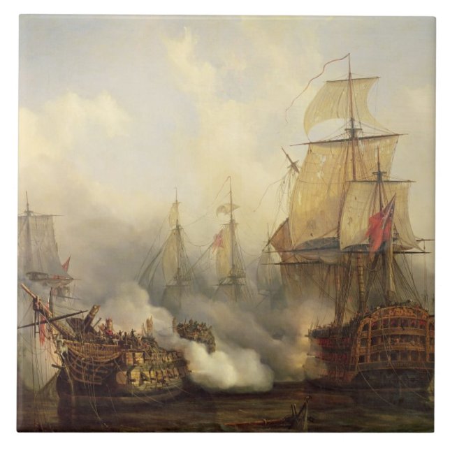 Redoutablen på Trafalgar, 21st Oktober 1805 Kakelplatta (Framsidan)