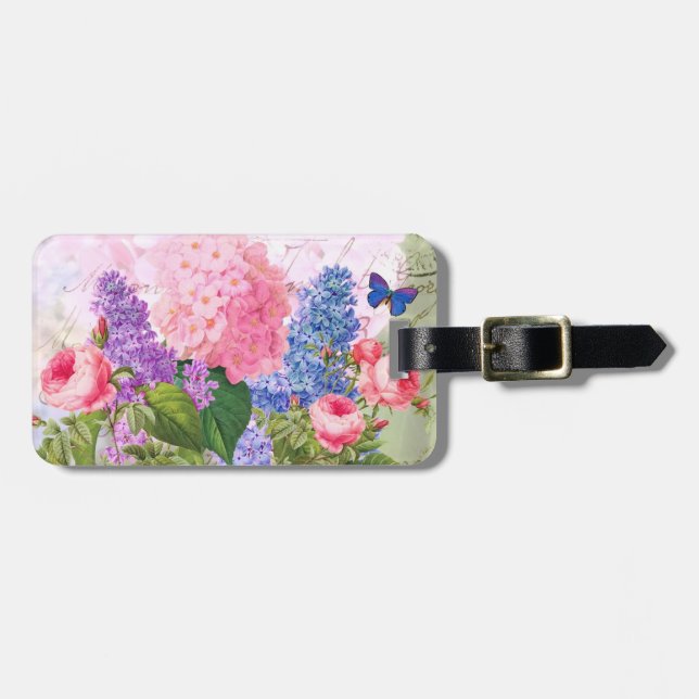 Redoute Flowers Luggage Tag Bagagebricka (Horisontell Framsida)