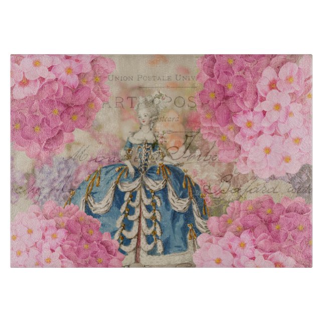 Redoute Rosa Hydrangea Flowers Glasskärskivor (Framsidan)