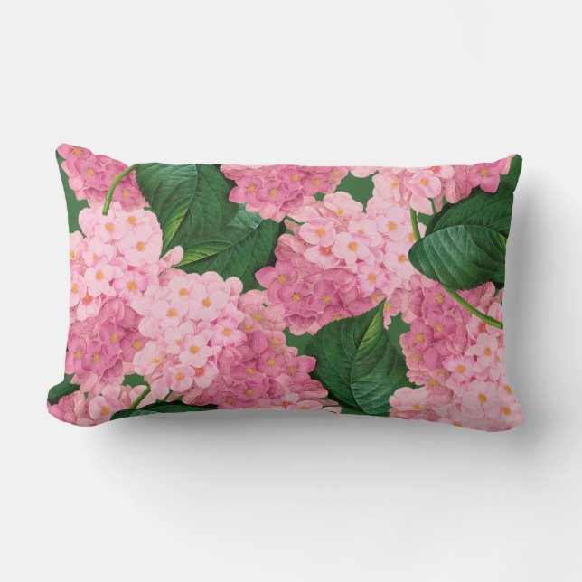 Redoute Rosa Hydrangea Flowers Pillow Lumbarkudde (Framsida)