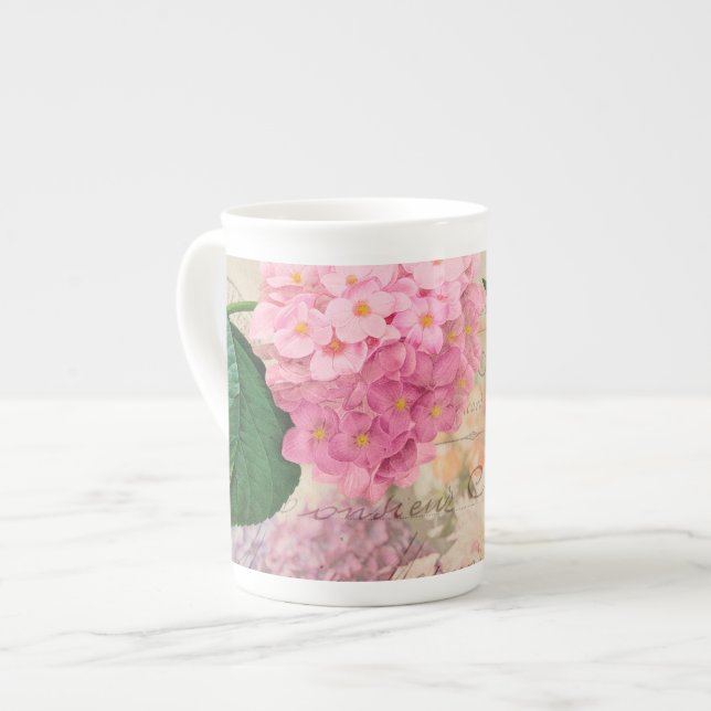 Redoute Rosa Hydrangea Mugg Kopp Benporslin Mugg (Framsida vänster)