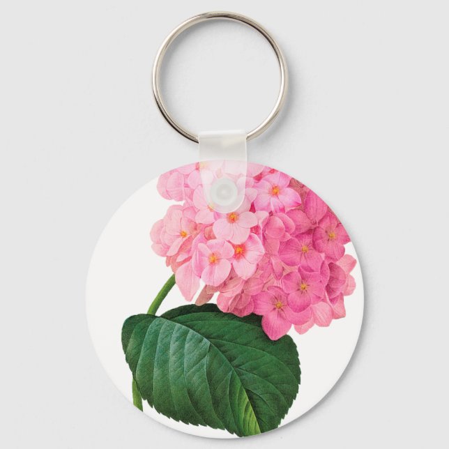Redoute Rosa Hydrangea Nyckelring (Framsida)