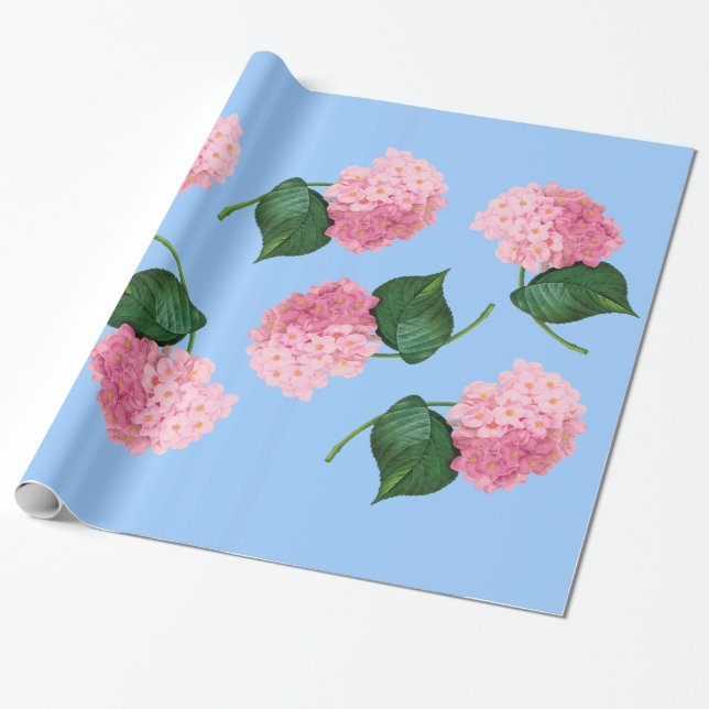 Redoute Rosa Hydrangea Wrapping Papper Presentpapper (Utrullad)