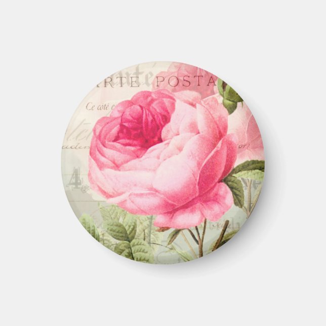 Redoute Rosa ros Circle Magnet (Framsidan)