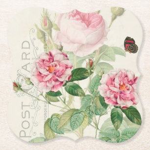 Redoute Rosa ros Flowers Papper Underlägg accent