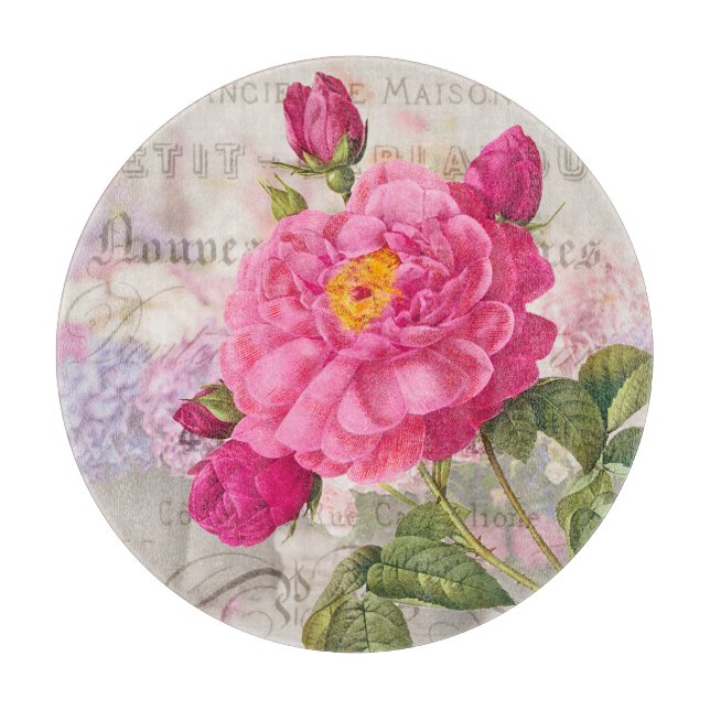 Redoute Rosa ros Round Clearing Board (Framsidan)