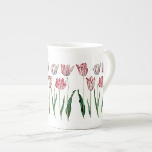 Redoute Rosa Tulips Fine Art Bone China Mugg Benporslin Mugg