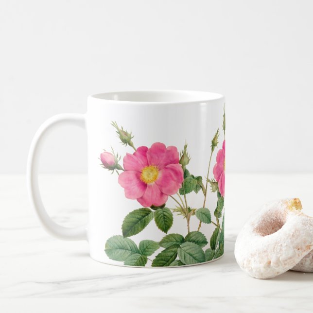 Redoute Rosa Vild Ro Kaffe Mugg (Med munk)