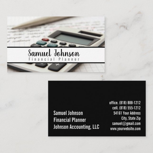 Redovisare för ekonomisk planering för professione visitkort (Fram/baksida)