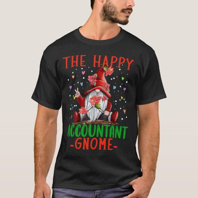Redovisaren för Lycklig, Gnome-julrevisorn T Shirt (Framsida)