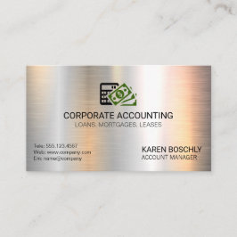 Redovisning | Penningikon | Silver Metallic Visitkort