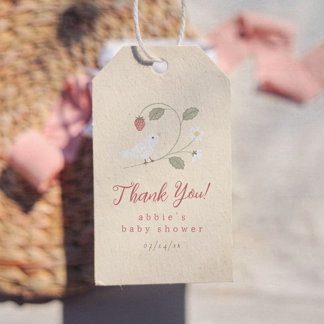 Redovisningsfest Jordgubbsflicka Baby Shower Presentetikett (Skapare uppladdad)