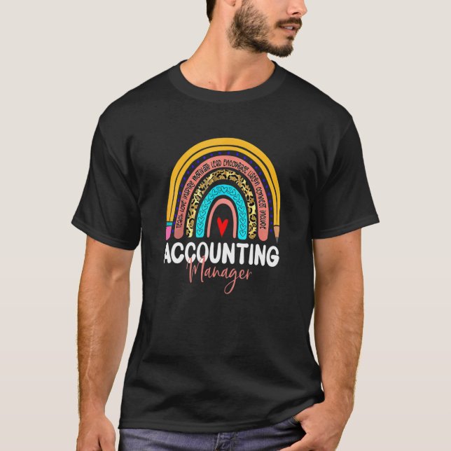 Redovisningshanteraren Leopard Rainbow Accounting  T Shirt (Framsida)
