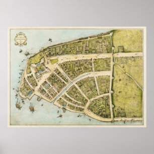 Redraften av Castelloen planerar New Amsterdam i Poster
