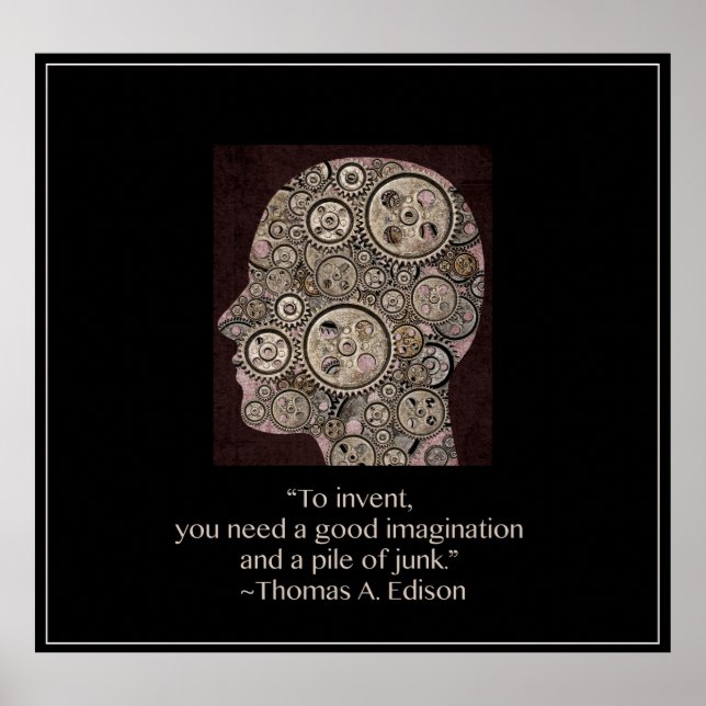 Redskapets huvud med Thomas Edison-citat Poster (Framsidan)