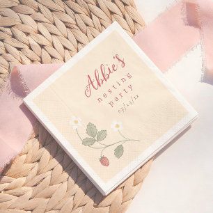 Redskapsbär & Blommor Flicka Baby Shower Pappersservett