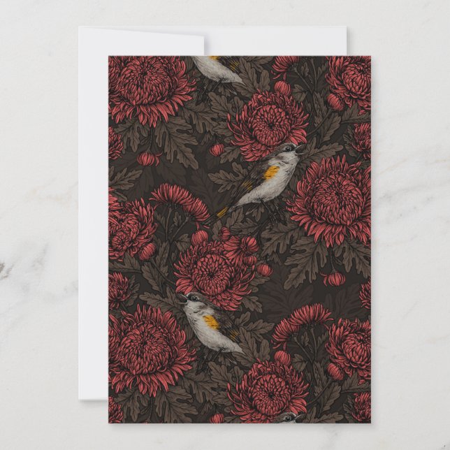 Redstartar i krrysanthemumen i brunt och rött (Framsida)