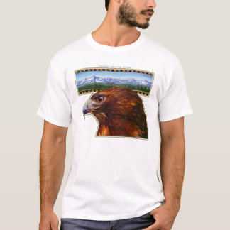 redtailhök och snöig berg t-shirt