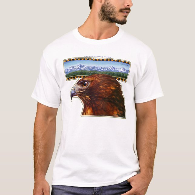 redtailhök och snöig berg t-shirt (Framsida)