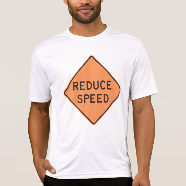 Reduce Speed Orange Diamond Road Sign T Shirt (Framsida)