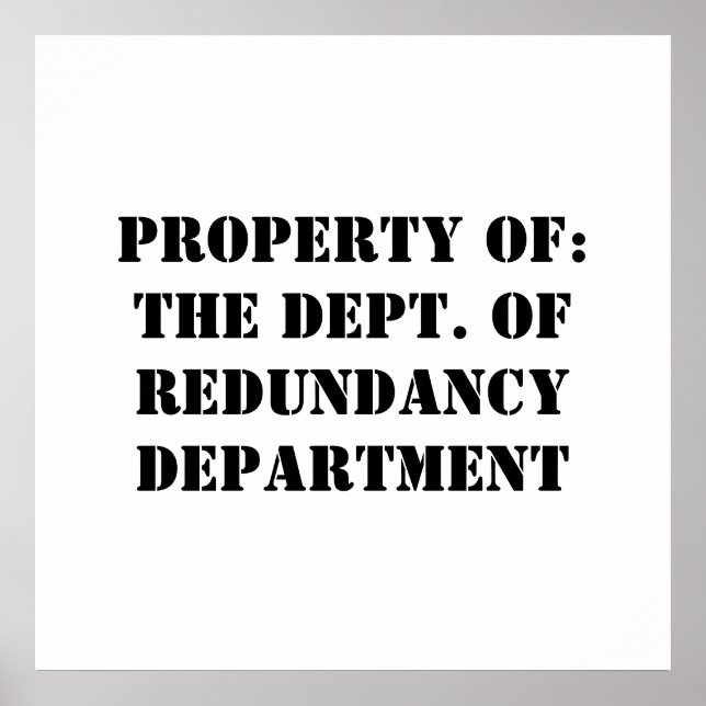 Redundancy Department Egendom Poster (Framsidan)