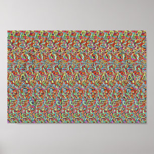 REDUNDAND-MEDDELANDE - Dubbelt gömt stereogram om  Poster
