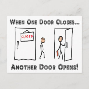 Redundans när en dörr stängs vykort