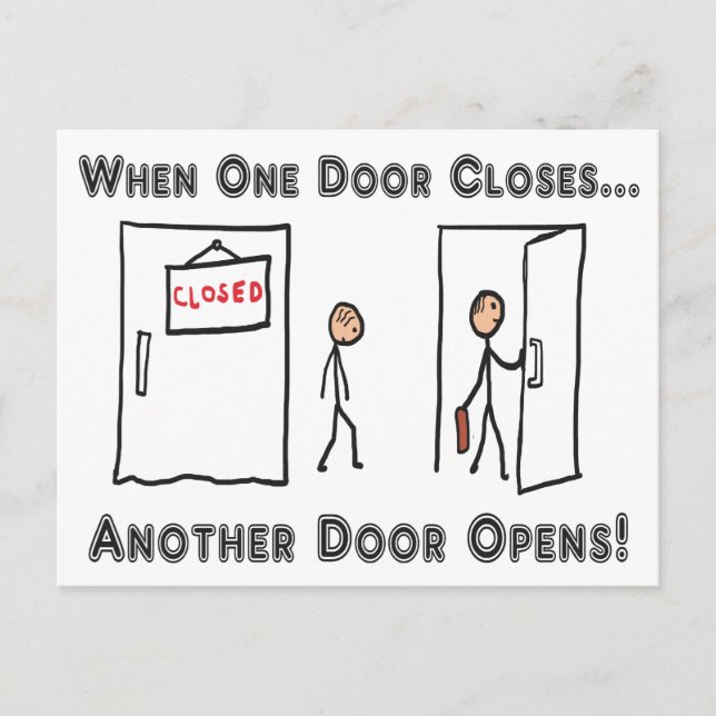 Redundans när en dörr stängs vykort (Framsida)