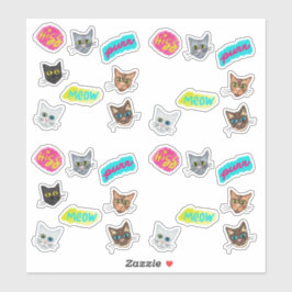 Redux för katthuvuden i lycklig - med text klistermärken