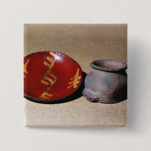 Redware kopp och maträtt, c.1780 knapp