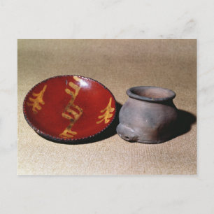 Redware kopp och skål, 1780 vykort