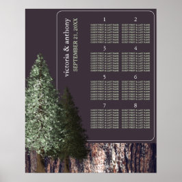 Redwood & Bark, planen Rustic Bröllop Bord Poster