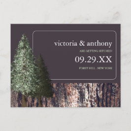 Redwood & Bark, Rustic Bröllop spara datum Meddelande Vykort