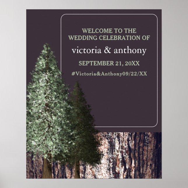 Redwood & Bark, Rustic Bröllop Welcome Poster (Framsidan)