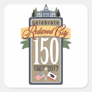 Redwood City 150-årsdagen Fyrkantigt Klistermärke