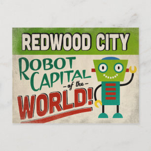 Redwood City California Robot - Funny Vintage Vykort