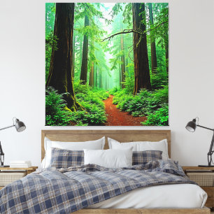Redwood Forest Misty Tranquilitet Design Canvastryck